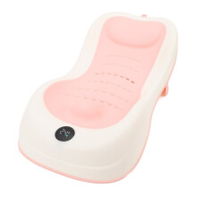 Baby Bath Support with Thermometer, Pink, 52x27cm, Portable