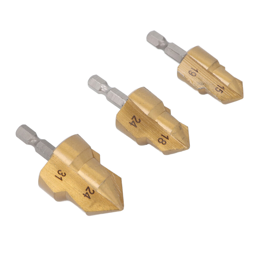 Durable High Speed Steel Pipe Reaming Bits Set 3Pcs Hex Shank For Ppr Pipe Work 4911390835348