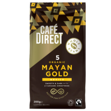 Cafedirect Mayan Gold Organic Coffee Beans – Smooth Dark Roast with Caramel Sweetness, Fairtrade Arabica from Mexico 200g (Pack of 6 - 1.2kg total)