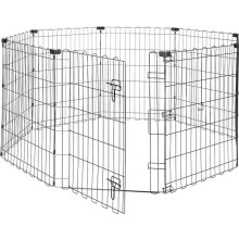 Amazon Basics Foldable Octagonal Metal Exercise Dog Playpen - Indoor/Outdoor, Single Door, Small (8 Panels, 24 x 30), Easy to assemble and store, 30"