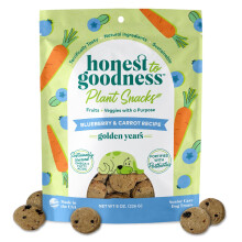 Honest to Goodness Plant Snacks Golden Years Blauwe Bessen & Wortel Dog Treats, Verrijkt met Omega 3s, 8oz