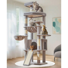 Taoqimiao 72 Inches Cat Tree for Large Cats, Multi-Level Tall Cat Tower, Widened Cat Condo with Large Scratch Board, 5 Scratching Posts, Metal Hammcoc