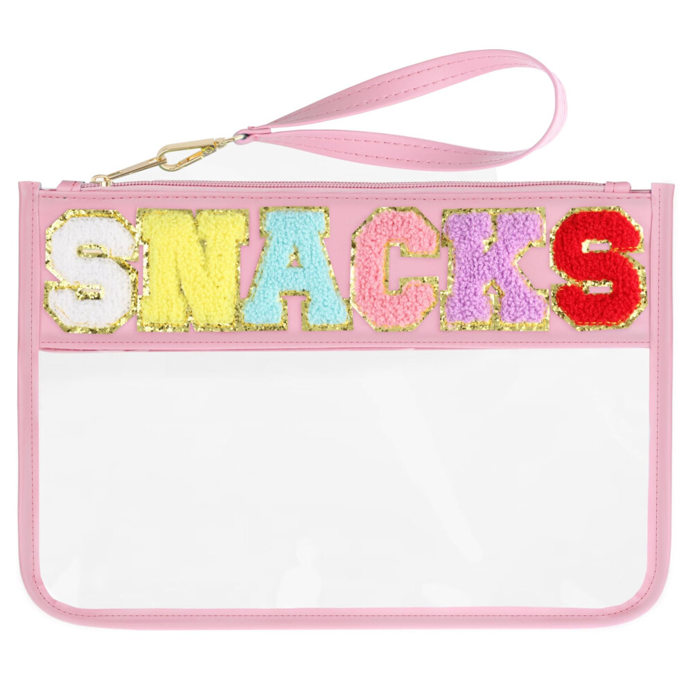 High Fit Women's Snack Bags Pouch Travel Makeup Bag Chenille Letter Patch - Waterproof Nylon Clear Cosmetic Bag/Tote Bag/Makeup Travel Bag/For Girls