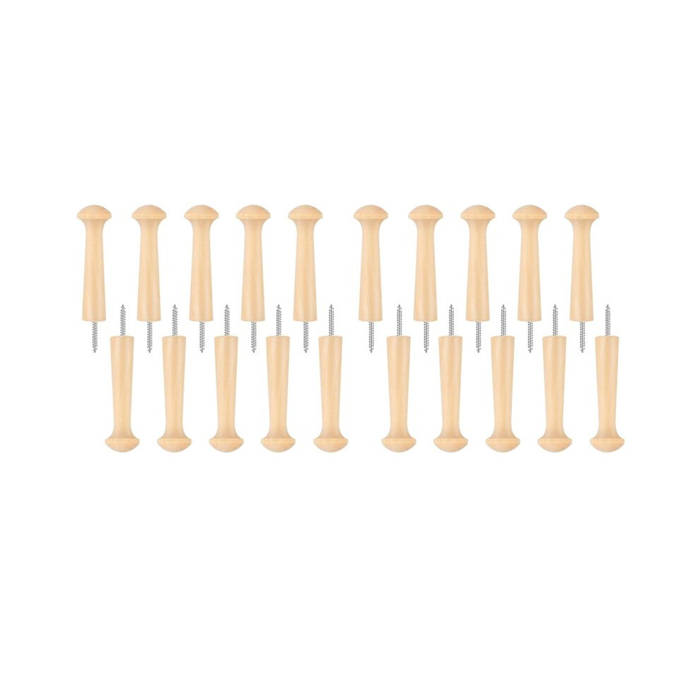 Jojomino 20Pcs Wooden Shaker Peg Wood Screw- Shaker Pegs Unfinished Wood Shaker Racks For Hanging Clothes Hats Towel