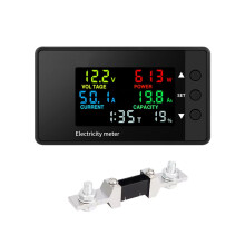 6-In-1 Voltmeter Ammeter 7.5-100V Wattmeter LED Digital Electric Meter Multifunctional Voltage Current Meter 0-200A
