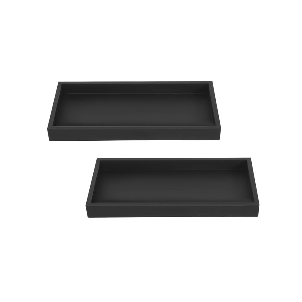 Tauoh Set Of 2 Bathroom Trays, Decorative Tray, Black Silicone Storage Tray, Small Tray For Washbasin, Bathtub (Rectangle)