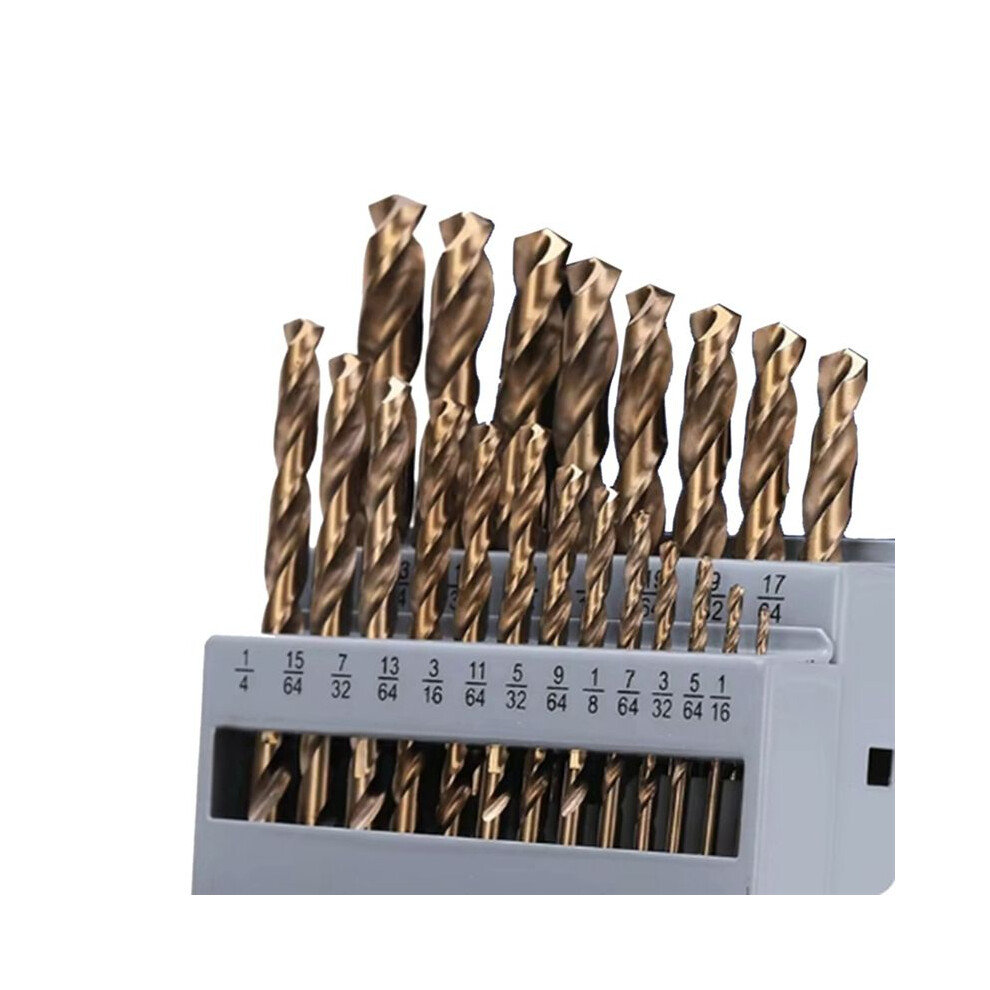 Cobalt Drill Bits Set M35 High Speed Steel Twist Jobber Length For Hardened Metal, Stainless Steel, Cast Iron (21Pcs) 6033826222817