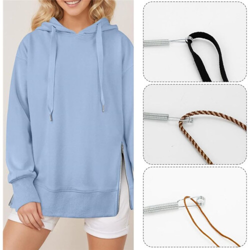 6pcs Spring Loop Drawstring Threader Tool for Sweatpants & Shorts - Bendable Metal Rope Threader Clip for Easy Sewing 2