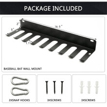 Portabattini da baseball in acciaio robusto, da parete, per 16 mazze, nero, 420 mm