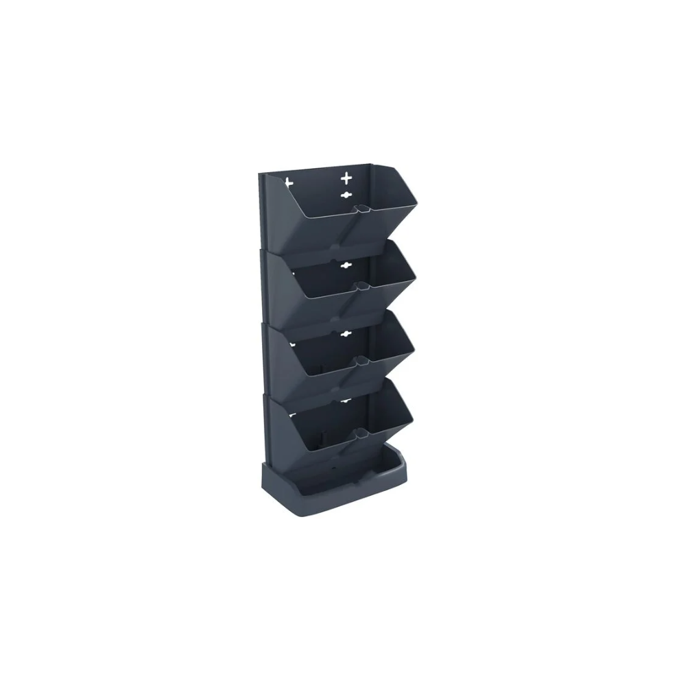 vidaXL 4 Piece Polypropylene Garden Planter Set - Grey - 47.5 x 19.5 x 11cm - Image 3