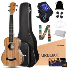 AODSK Ukelele Soprano para Principiantes de Caoba de 21 Pulgadas con Funda, Correa, Cuerdas de Nylon y Más