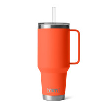 YETI Rambler Tasse 42 oz avec Poignée et Couvercle à Paille, Mug de Voyage Acier Inoxydable, Papaye