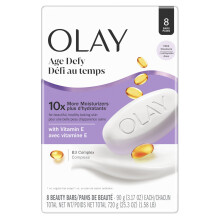 Olay Beauty Bar, Age Defying, 10x More Moisturizers, Smooth & Gentle on Skin, Vitamin E & Vitamin B3 Complex, For All Skin Types, Shea Butter Scent, 3