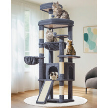 Taoqimiao 72 Inches Cat Tree for Large Cats, Multi-Level Tall Cat Tower, Widened Cat Condo with Large Scratch Board, 5 Scratching Posts, Metal Hammcoc