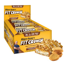 FITCRUNCH Barrette Proteiche Snack Size, 6 Strati, 1g di Zucchero, Senza Glutine e Core Morbido (9 Barrette, Biscotto al Burro di Arachidi)