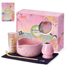 JUL WIND Matcha Klopper Set, Keramische Matcha Set met Kom, Klopper, Houder, Schep, Zeef en Theedoek - 6-delige Set