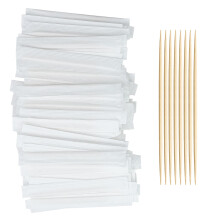 Palillos de Bambú HOPELF Envueltos Individualmente para Aperitivos, Aceitunas, Barbacoa, Frutas, Limpieza Dental.500 Unidades