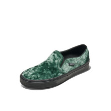 Vans Damen Asher Slip-On Schuh | Bequeme Sneakers für Alltag, Mode & Gehen, Samt Dunkelgrün, 10