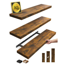BAYKA Zwevende Planken voor Muur, 22.5 Inch Rustiek Houten Muurplanken voor Badkamer, Slaapkamer, Woonkamer, Keuken & Boeken