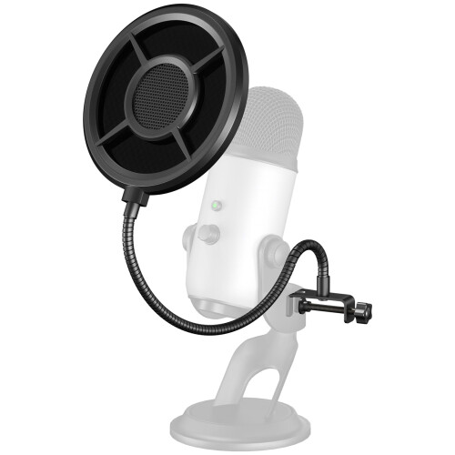 Microphone Pop Filter,Aokeo Mic Mask Shield,Three-layer Wind Pop Screen With Flexible 360 Gooseneck Clip Stabilizing Arm For All Microphone
