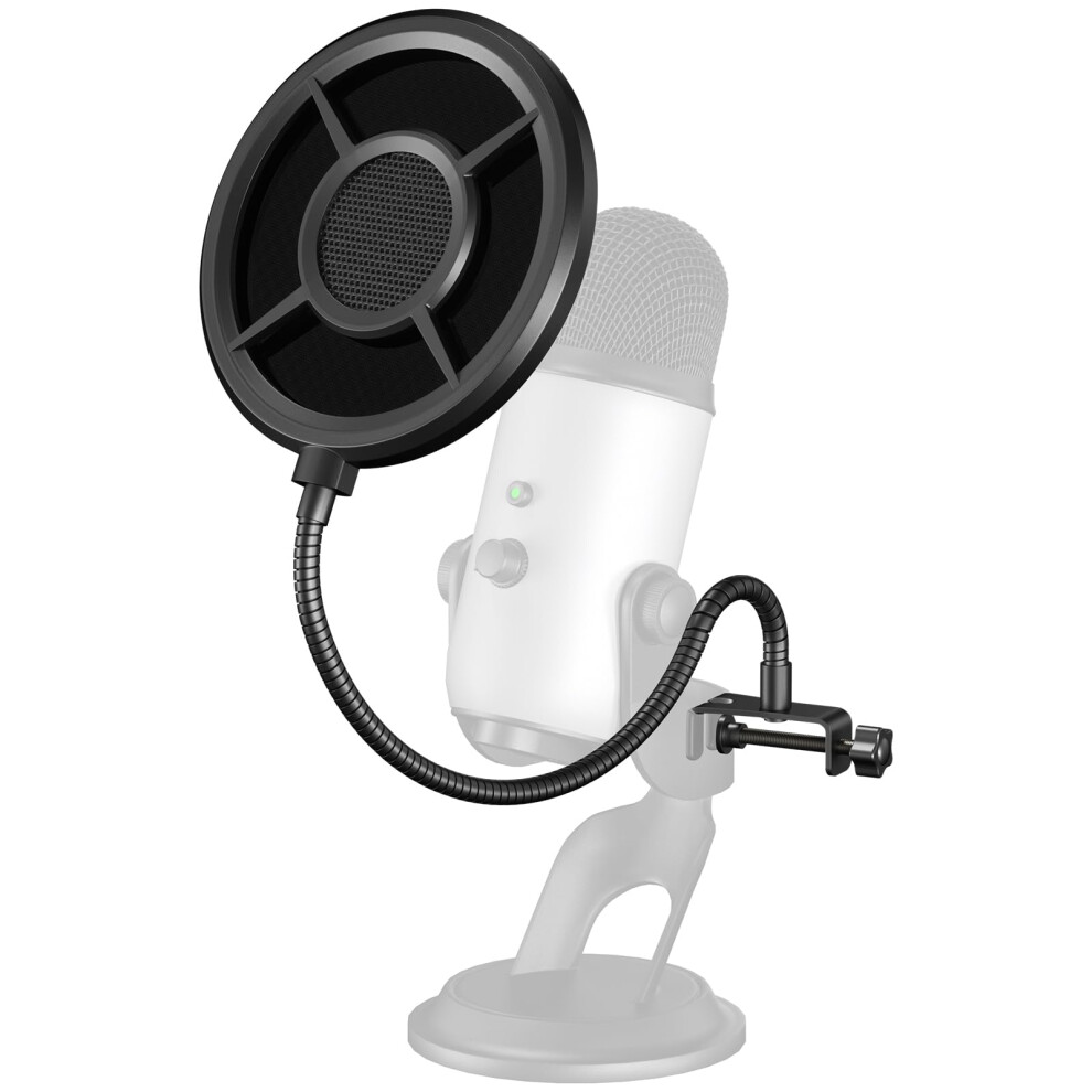 Aokeo Microphone Pop Filter, Mic Mask Shield,Three-Layer Wind Pop Scree