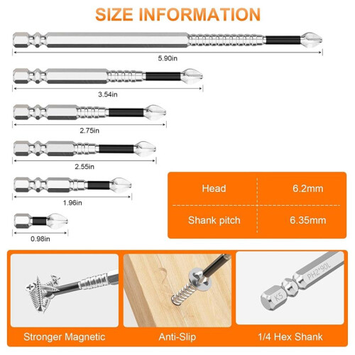 High Magnetic Screwdriver Drill Bit Set - Strong Magnetic Screwdriver Drill Bit Set - 12Pcs Magnetic Screwdriver Bits 2