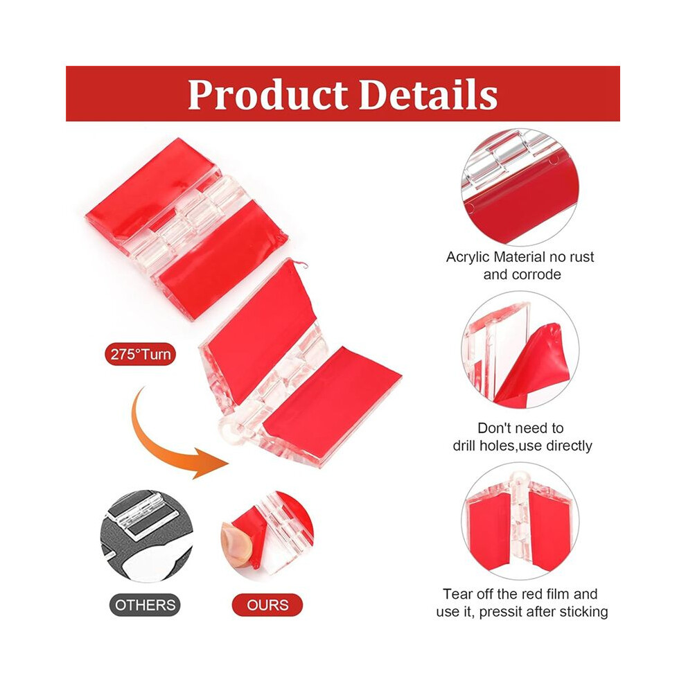 Acrylic Hinges Kit,15Pcs Self Adhesive Buckles Set No Need To Punch Plastic Diy Piano Hinge Door Buckle For Box 6031973633562