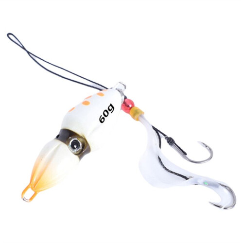 60 G Gourd Slider Jig Salzwasser-Jigköder Langsamer Jigkopf mit Rockköder Leuchtender Angelköder-Schnapper-Zackenbarsch Weiß