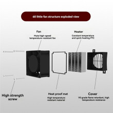Chauffage Soufflant Isolé PTC 12 V 50 W, Chauffage Électrique à Température Constante, Incubateur de Chauffage D'Espace