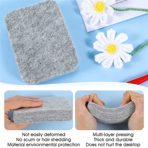Almofada de Feltragem com Agulha, Almofada de Feltragem de Esponja Cinza, 4,65 X 3,35 Polegadas de Espessura e Tapete de Feltragem Firme, Tapete de 2