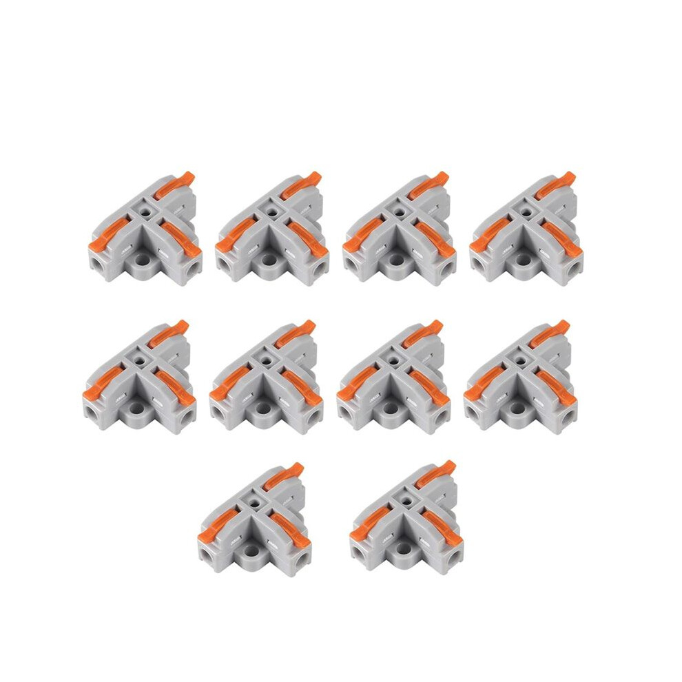 10Pcs Compact Wire Conductor Connector, T-Shape Lever Nut Wire Connector, Quick Splitter 3 Way Electrical Connectors 6034254810874