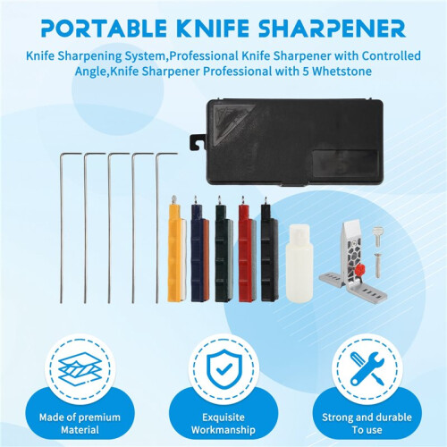 Knife Sharpening System,Professional Knife Sharpener with Controlled Angle,Knife Sharpener Professional with 5 Whetstone 1