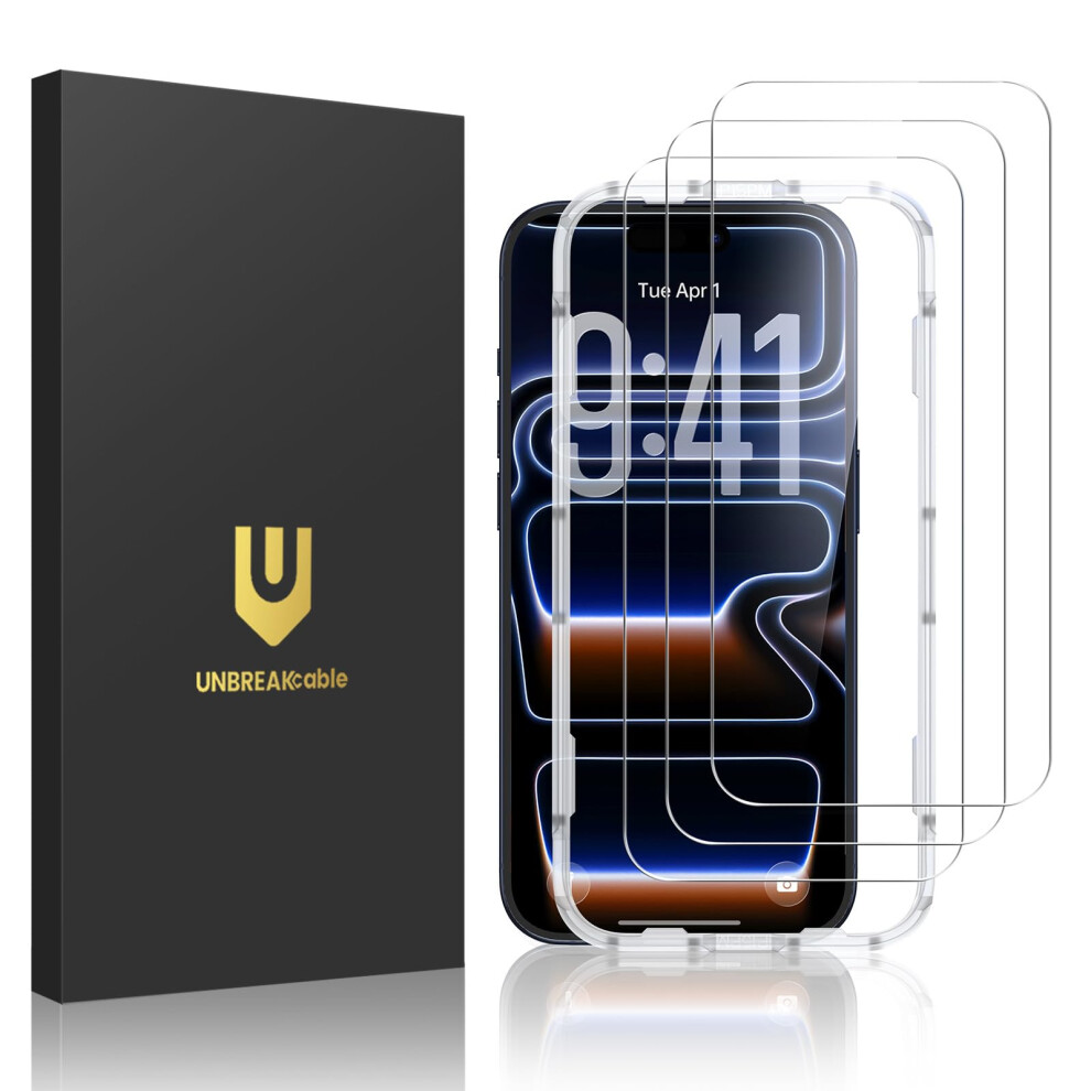 Unbreakcable 3-Pack Screen Protector For Iphone 17 Pro, Double Shatterproof Tempered Glass [Easy Installation Frame] [9H Hardness] [99.99% Hd Clear] [ 6977479532575