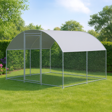 KCT 2.5x3 m Walk in Chicken Run Large Outdoor Coop Steel Pen for Duck Hen Poultry Rabbit Dog Bird Cage House Shed House Garden Enclosure with Roof