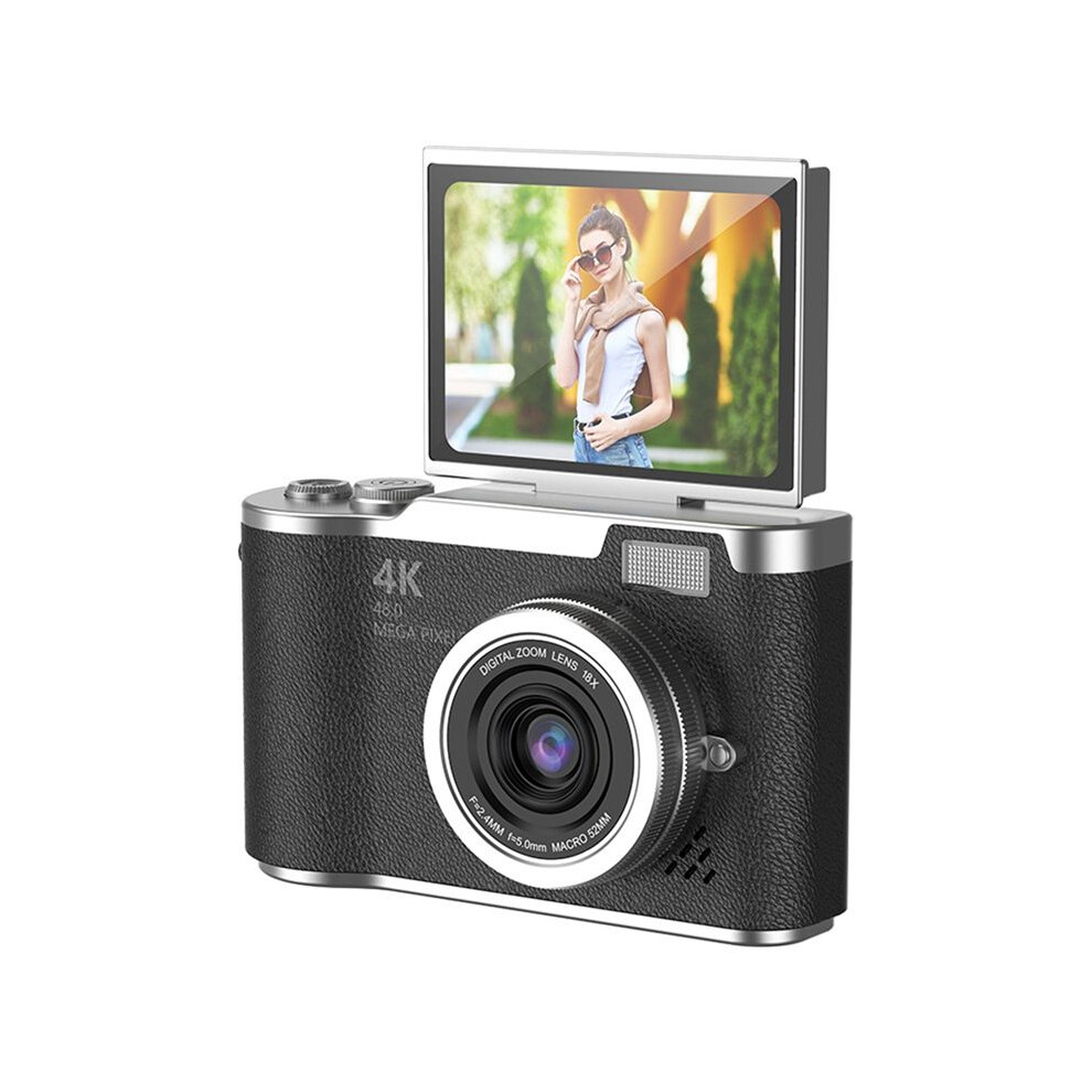 4K Ccd 8X Digital Zoom Camera For Student 48Mp Compact Digital Photography Camera 180 Flip Screen Selfile Camera Black 6034186047638