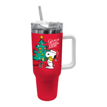 Mug de Voyage en Acier Inoxydable Spoontiques Peanuts, 40oz - Double Isolation, Poignée Solide, Couvercle Glissant - Snoopy Noël