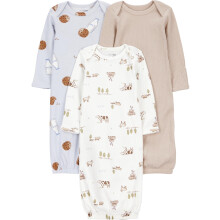 Simple Joys by Carter's 3-Pack de Robes de Nuit Unisexes en Coton, Lait et Biscuit, 0-3M