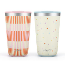 Ello 2 Pack 16oz RVS Stapelbekers met Eenvoudige Deksels | Herbruikbare Tumblers voor Feesten, Thuis, Kamperen
