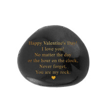 Happy Valentines Day Gift - Black Polished You are My Rock Engraved Pebble - Decorative Stones - Emotional Valentines Gifts for Him