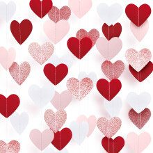 XIANMU Guirnalda de Corazones 8 Cuerdas Decoración Día de San Valentín Rosa-Oro Rosa Burdeos-Rojo