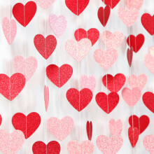 Galentines Rood Roze Valentijnsfeest-Decoraties - 52ft Hart Garland Streamers Papier Banner
