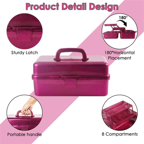 Glitter  &  Tool Storage Box,3-Layer Stackable Carry Tackle Box Sewing Box Organizer for Art 2
