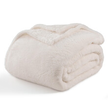 Berkshire Blanket Classic Extra-Fluffy Plush Blanket, Twin Size Bed Blanket, Soft Fuzzy Fluffy Long Hair Blanket for Couch Sofa Bed, Cream, 60x92 Inch