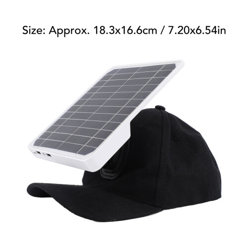 Gorra con panel solar de 20 W 18,3x16,6 cm 5V USB-C PD USB 1
