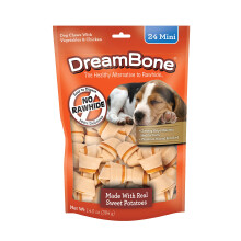 DreamBone Mini Chews Con Patate Dolci Reali, Senza Rawhide, 24 Pezzi