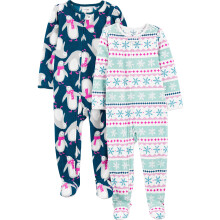 Pijamas de pies de felpa resistentes al fuego de Simple Joys by Carter's, Fair Isle/Pingüino, 7