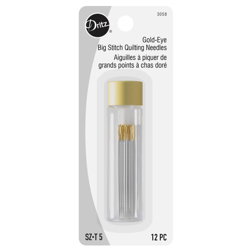 Dritz Gold-Eye Big Stitch Quilting Needles, Size 5, 12 Count,Silver