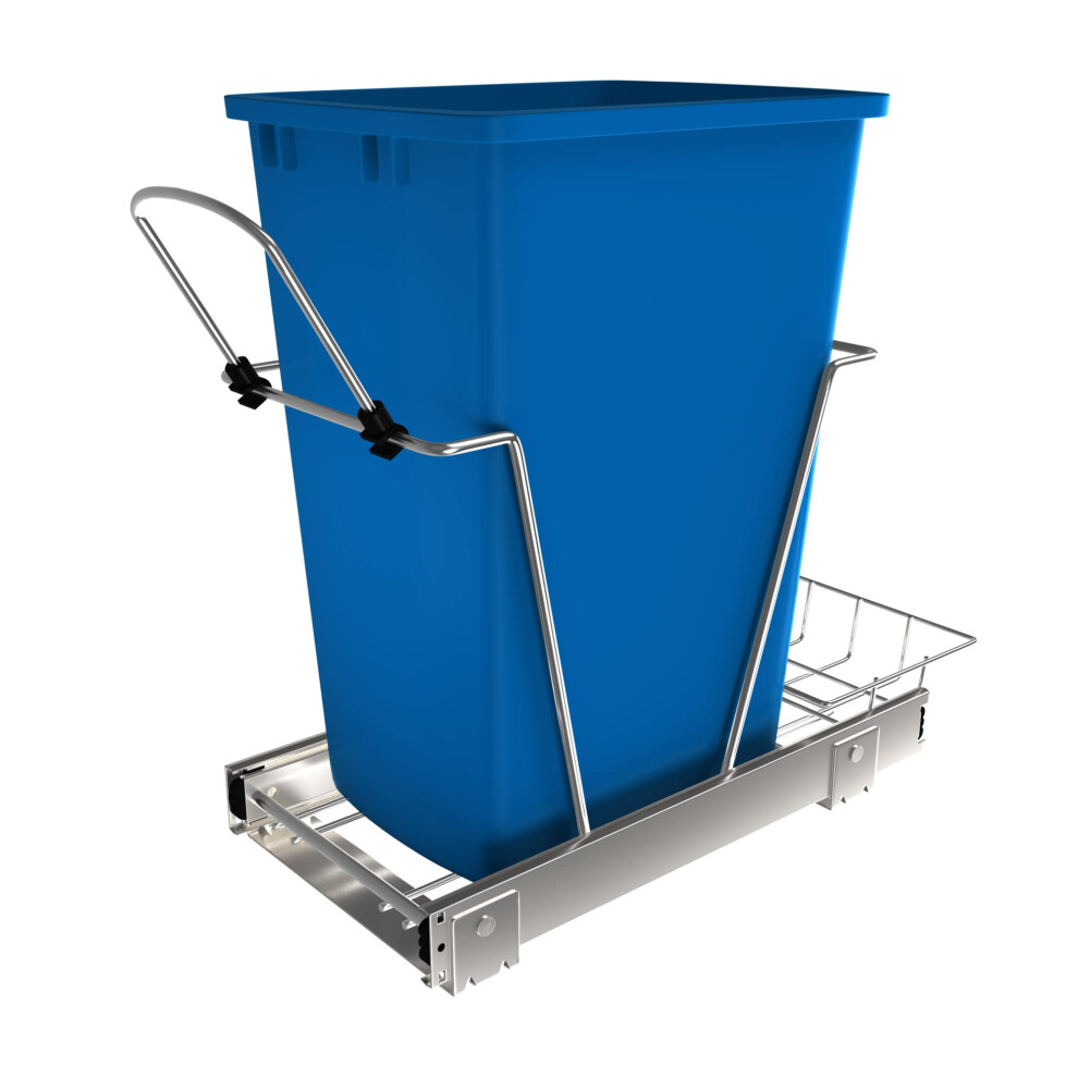 Photos - Dishwasher Accessory Rev-A-Shelf Pullout Trash Can for Under Kitchen Cabinets 35 Qt Garbage Waste Recyling Bin with Full Extension Slides, Blue,