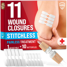 Notfall Wundverschlussstreifen - 11er Pack - 2 Arten von einfachen Schmetterlingsverbänden - Nahtloses & schmerzfreies Wundverschlussset