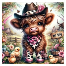 Diamant Kunst Kits voor Volwassenen Beginners, Highland Cow DIY Diamant Schilder Kits
